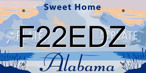 F22EDZ Alabama License Plate