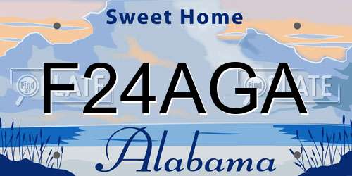 F24AGA Alabama License Plate