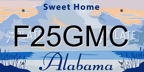 F25GMC Alabama License Plate