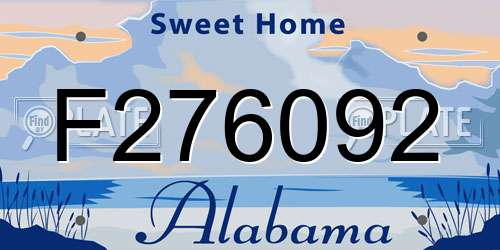 F276092 Alabama License Plate