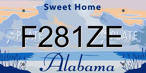 F281ZE Alabama License Plate