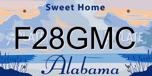 F28GMC Alabama License Plate