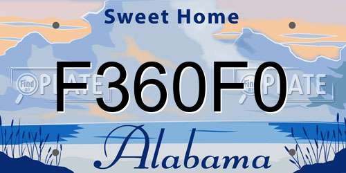 F360F0 Alabama License Plate