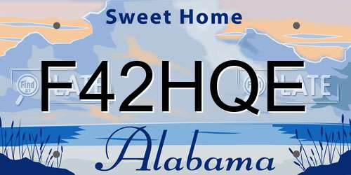 F42HQE Alabama License Plate