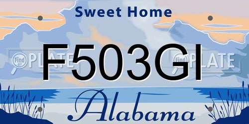 F503GI Alabama License Plate