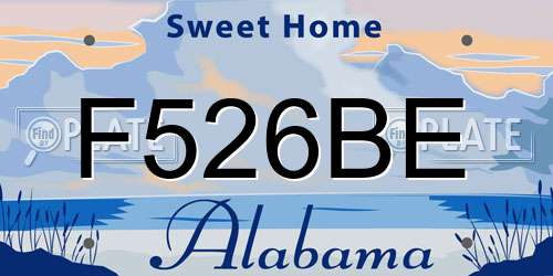 F526BE Alabama License Plate