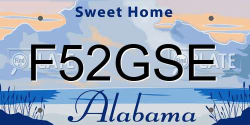 F52GSE Alabama License Plate