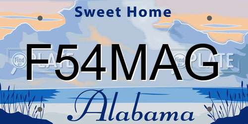 F54MAG Alabama License Plate