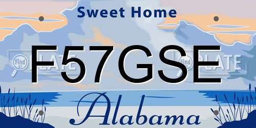 F57GSE Alabama License Plate