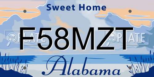 F58MZT Alabama License Plate
