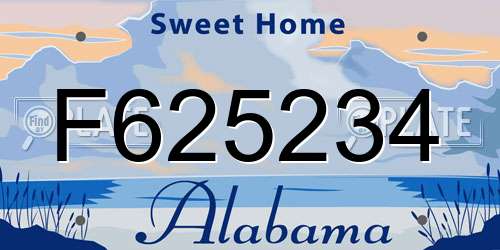 F625234 Alabama License Plate
