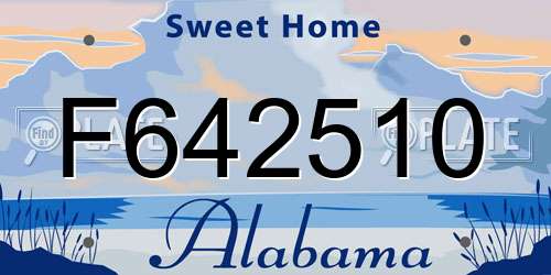 F642510 Alabama License Plate
