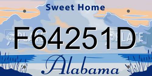 F64251D Alabama License Plate