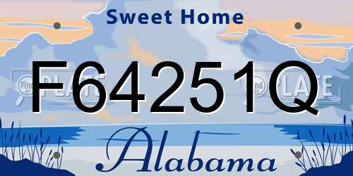 F64251Q Alabama License Plate
