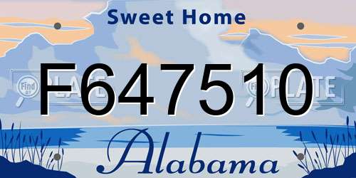 F647510 Alabama License Plate