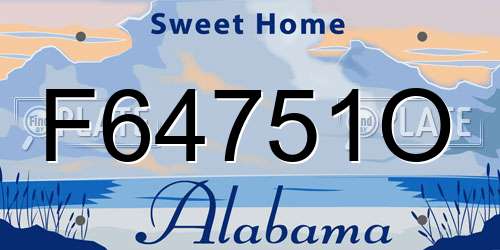 F64751O Alabama License Plate