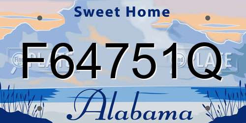 F64751Q Alabama License Plate