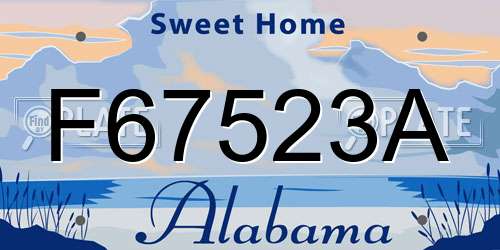 F67523A Alabama License Plate