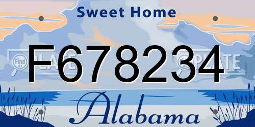 F678234 Alabama License Plate