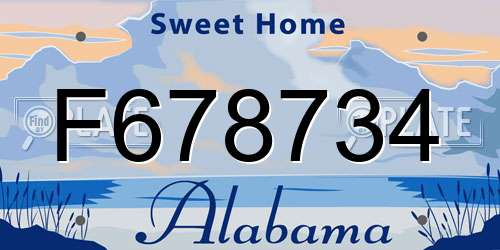 F678734 Alabama License Plate