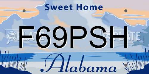 F69PSH Alabama License Plate