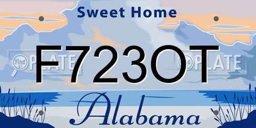F723OT Alabama License Plate