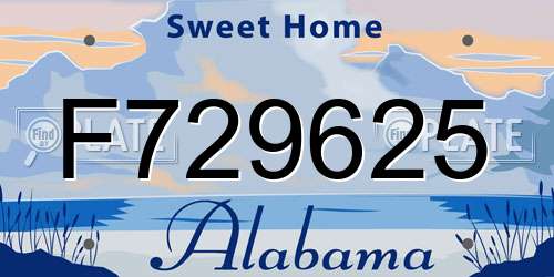 F729625 Alabama License Plate