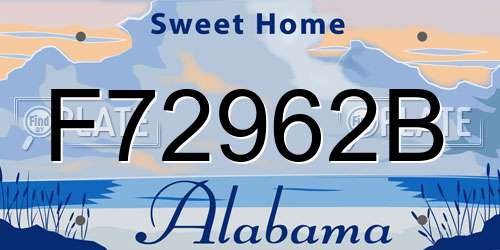 F72962B Alabama License Plate