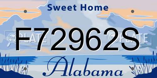 F72962S Alabama License Plate
