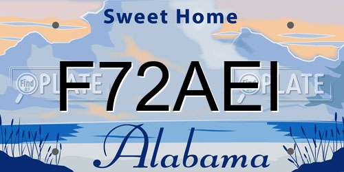 F72AEI Alabama License Plate