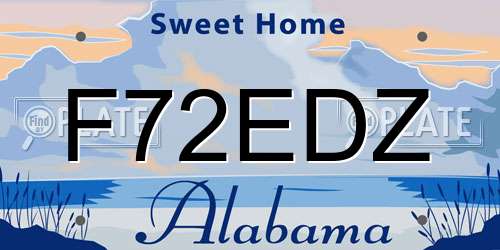 F72EDZ Alabama License Plate
