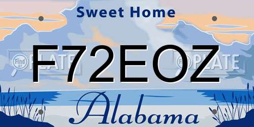 F72EOZ Alabama License Plate