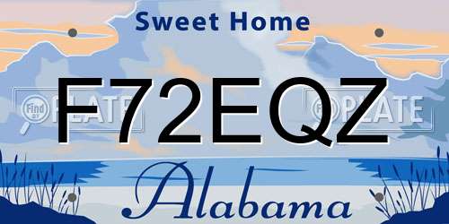 F72EQZ Alabama License Plate
