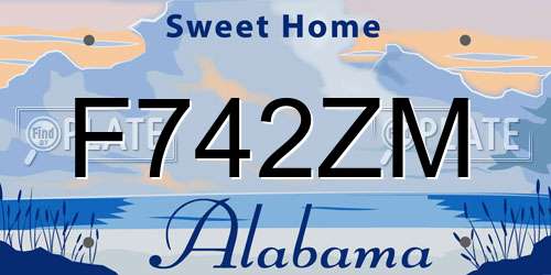 F742ZM Alabama License Plate