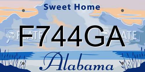 F744GA Alabama License Plate