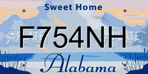 F754NH Alabama License Plate