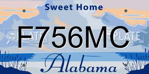 F756MC Alabama License Plate
