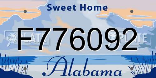 F776092 Alabama License Plate