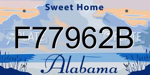 F77962B Alabama License Plate