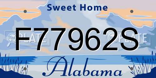 F77962S Alabama License Plate