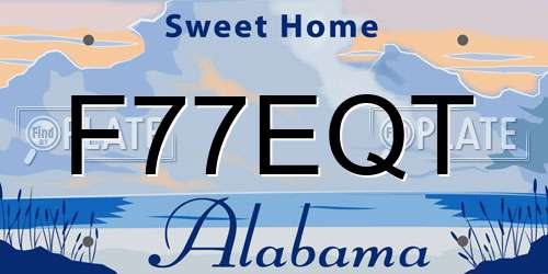 F77EQT Alabama License Plate