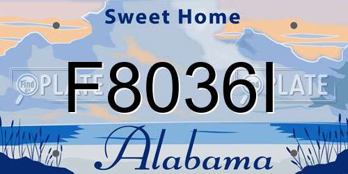 F8036I Alabama License Plate