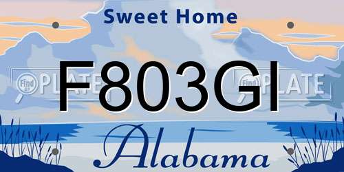 F803GI Alabama License Plate