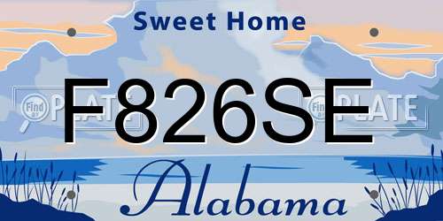 F826SE Alabama License Plate