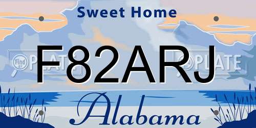 F82ARJ Alabama License Plate