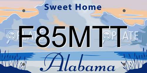 F85MTT Alabama License Plate