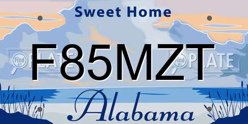 F85MZT Alabama License Plate