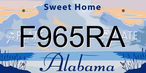 F965RA Alabama License Plate