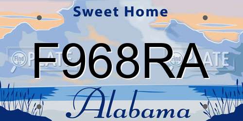 F968RA Alabama License Plate