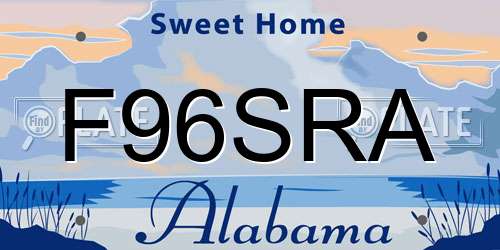 F96SRA Alabama License Plate